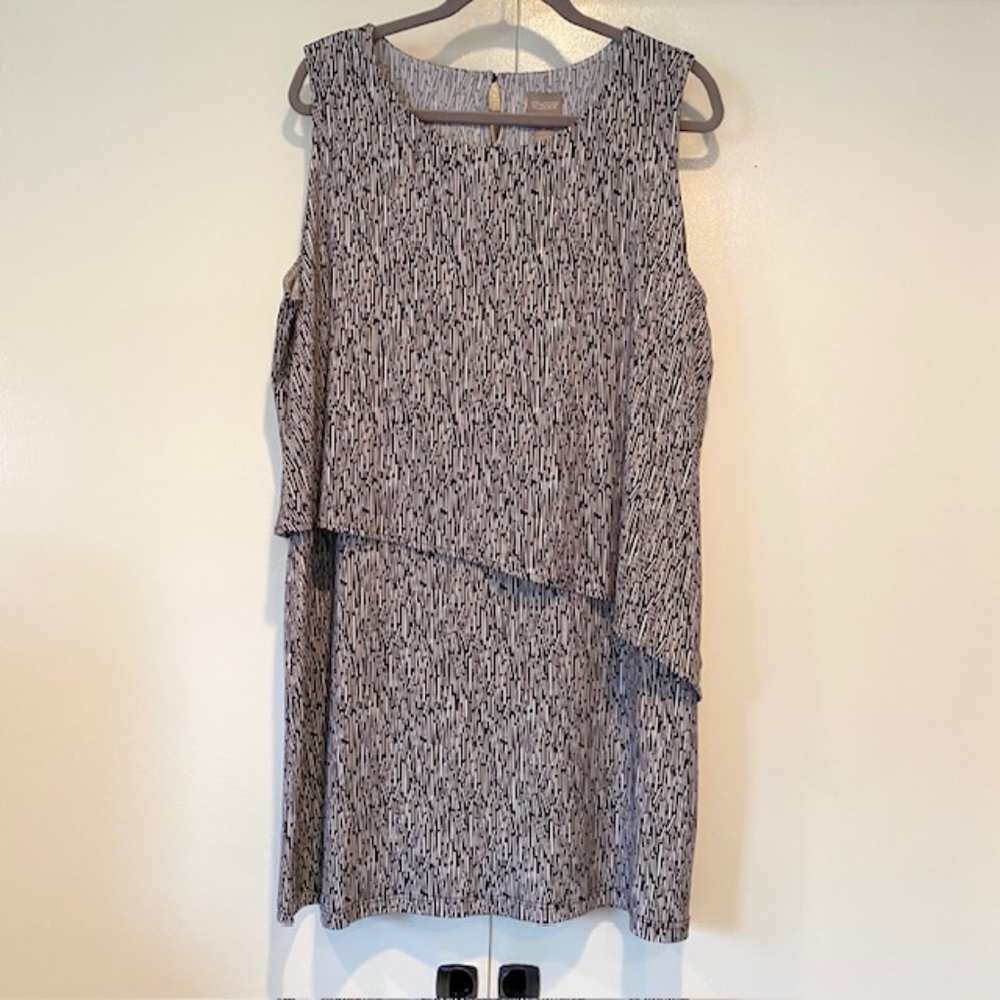 CHICO'S Asymmetrical Dress Size 3 (=Women's Large) Geometric All Over Print